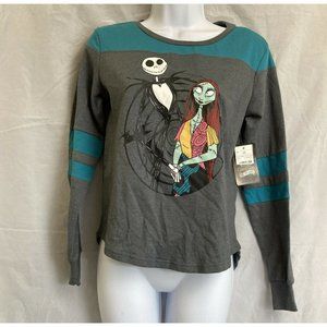 Disney Womens Nightmare Before Christmas Raglan T Shirt XS Gray Teal 25th Ann